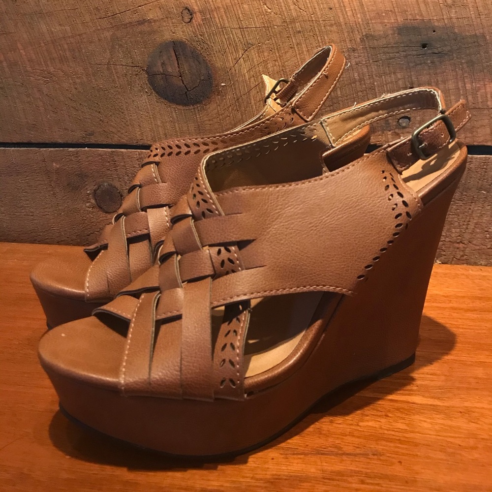 Sold Brown Wedge Heels Open Toe
